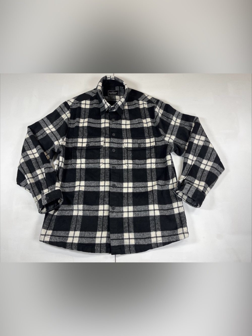 7 Diamonds Jacket Shirt Shacket White Black Button Down Soft Pockets Men’s L